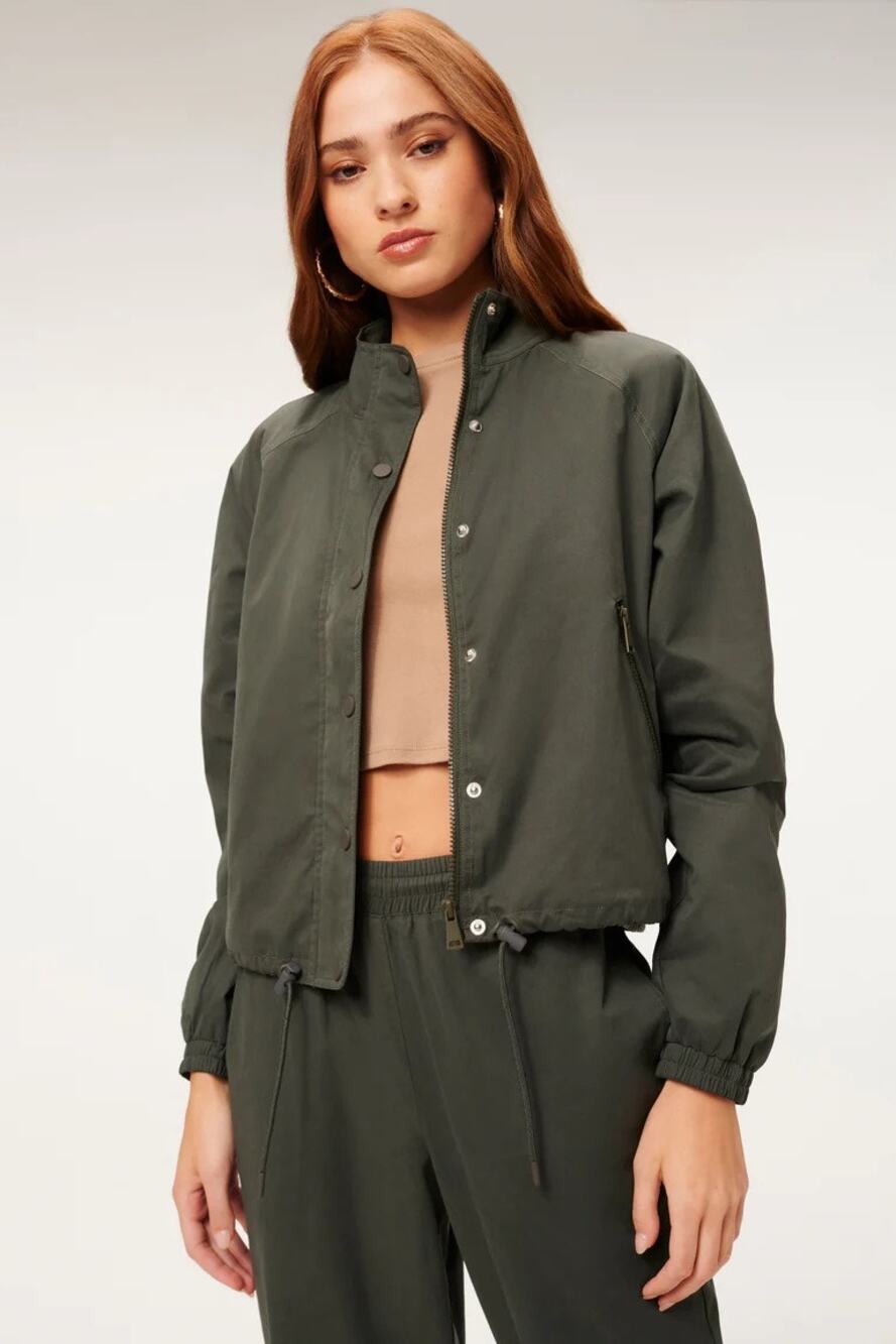 Good American Snap Front Sueded Track Jacket Medium NWT